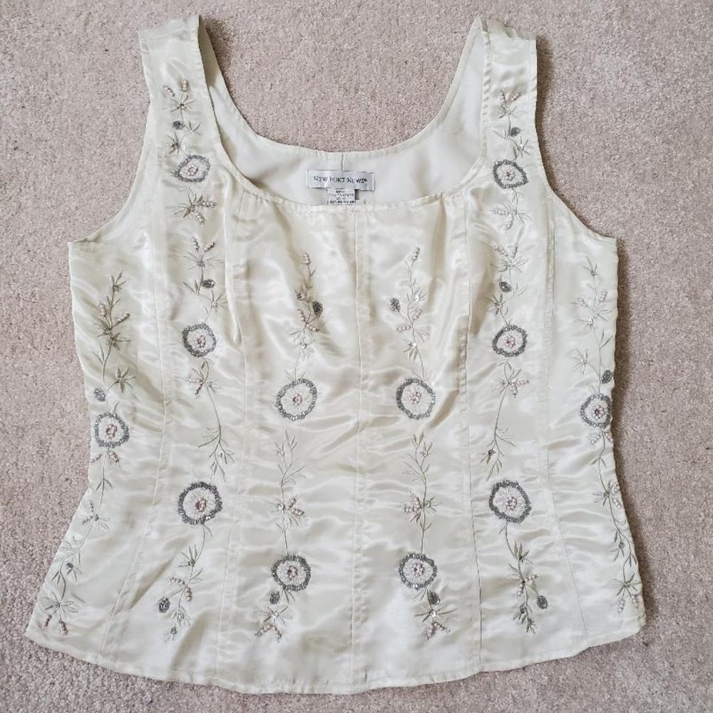 Fitted Beaded Tank - Satin